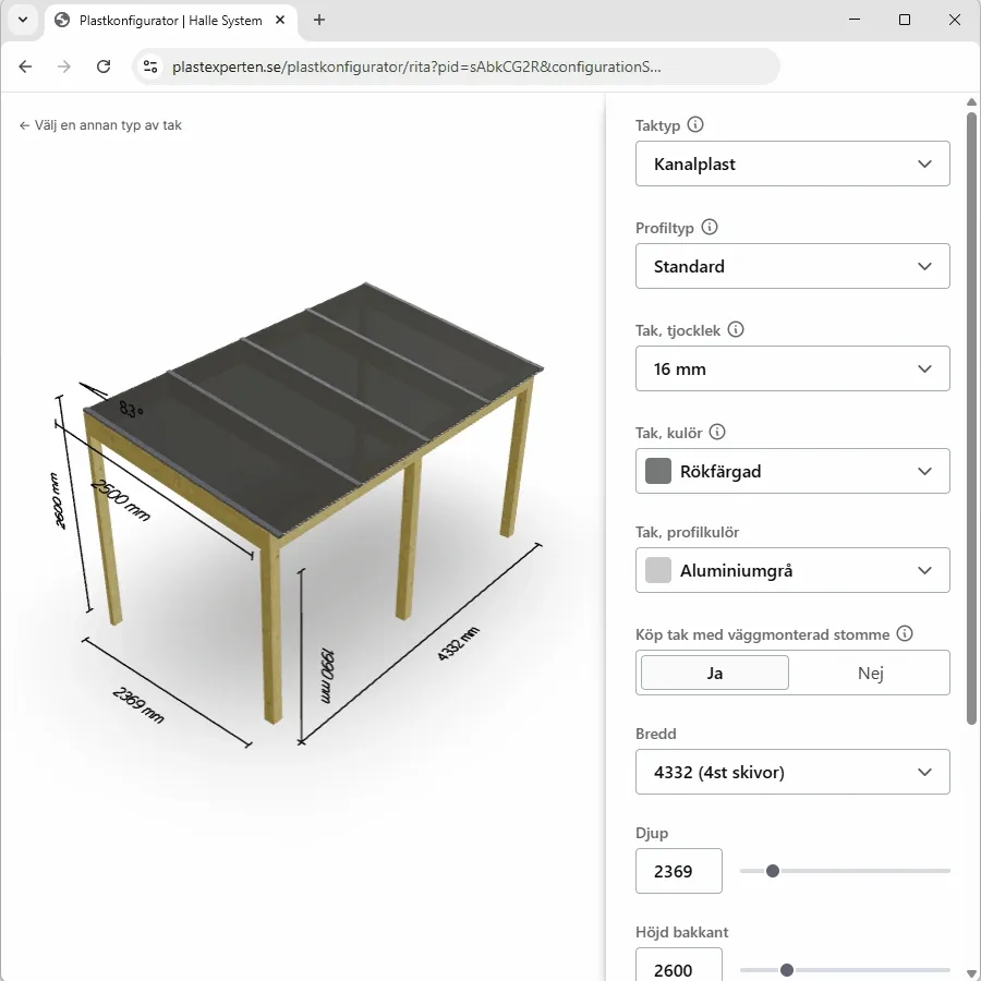 All roof types shown directly in the configurator
