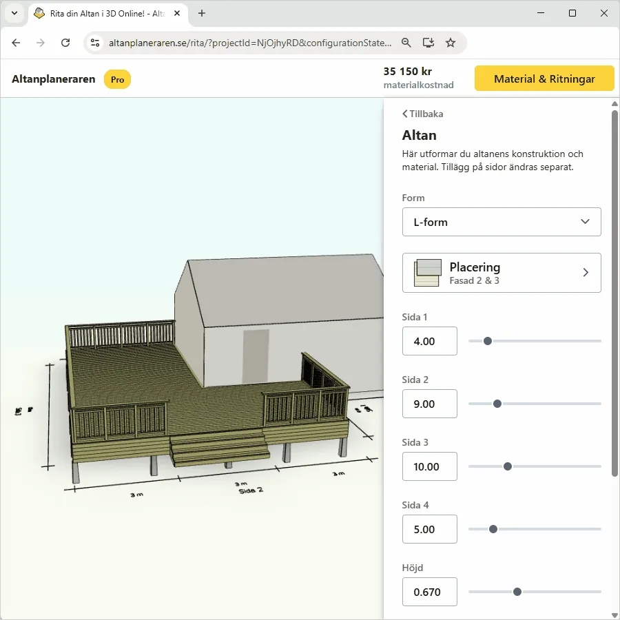 Pricing updates in real time based on the material list