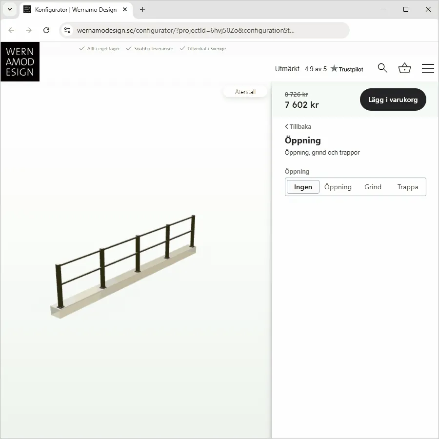 Stair railings adapted to staircase dimensions