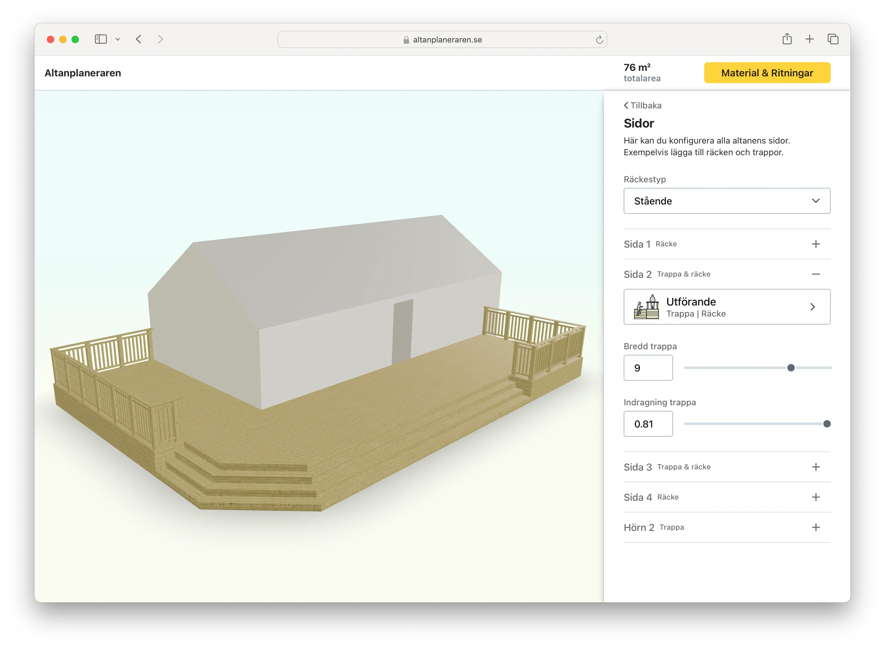 Picture of the deck planner configurator