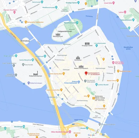Map of Old town in Stockholm.